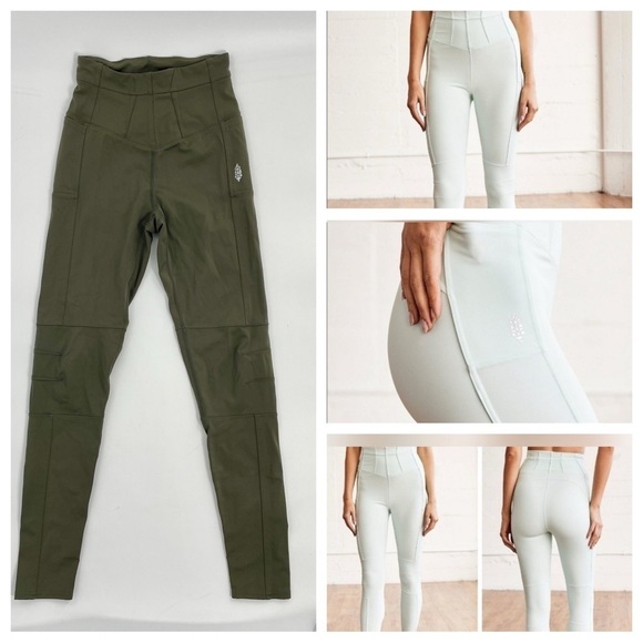 FP Movement Keep It Up High Rise 7/8 Army Green Athleisure Leggings Neutral XS - Picture 1 of 10